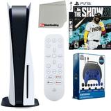 Sony Playstation 5 Disc Version (Sony PS5 Disc) with Media Remote MLB The Show 21 Accessory Starter Kit and Microfiber Cleaning Cloth Bundle