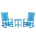 WestinTrends Malibu Classic 3 Piece Outdoor Rocking Chairs Set All Weather Poly Lumber Adirondack Rocker Bistro Set Patio Deck Porch Chairs Set of 2 with Side Table Pacific Blue