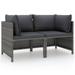 vidaXL 2-Seater Patio Sofa with Cushions Gray Poly Rattan