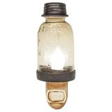 Rustic Silver Mason Jar Nightlight Plug-In Wall Lamp Silicone Bulb Farmhouse Decor