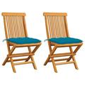 vidaXL Patio Chairs Outdoor Bistro Folding Chair with Cushions Solid Wood Teak