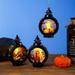 Travelwant Halloween Lantern Mini Lantern Decorative Lights with Flickering Candles Vintage Glass Hanging LED Small Candle Lanterns Gifts for Indoor Outdoor