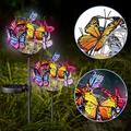 Outdoor Landscape Lighting Butterfly Lights 2 Pack Solar Powered Garden Stake Lights Multicored Decorative Copper String Lights Butterfly Decor for Outside Patio Lawn Walkway