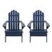 Cara Outdoor Acacia Wood Foldable Adirondack Chairs Set of 2 Navy Blue