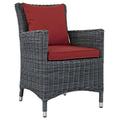 Pemberly Row Patio Dining Arm Chair in Canvas and Red