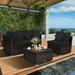 Black 4PCS Patio Rattan Furniture Set Sofa Ottoman Cushion Garden Deck