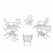 WestinTrends Malibu 12 Piece Adirondack Chairs Set All Weather Poly Lumber Outdoor Patio Furniture Set Adirondack Chairs with Ottoman and Side Table White