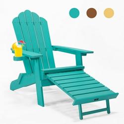 Branax Folding Adirondack Chair Patio Chairs Lawn Chair Outdoor Chairs Painted Adirondack Chair Weather Resistant for Patio Deck Garden Backyard Deck 400 lbs Capacity Load Green