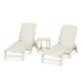 POLYWOOD Nautical 3-Piece Chaise Lounge Set with South Beach 18 Side Table in Sand