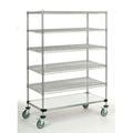 21 Deep x 24 Wide x 80 High 1200 lb Capacity Mobile Unit with 5 Wire Shelves and 1 Solid Shelf