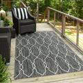 Unique Loom Links Trellis Indoor/Outdoor Trellis Rug Charcoal/Gray 9 x 12 Rectangle Trellis Contemporary Perfect For Patio Deck Garage Entryway