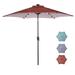 Branax 8.7 FT Patio Umbrella with LED Lights Outdoor Market Table Umbrella with Push Button Tilt Crank and 24 LED Lights Backyard Offset Umbrella for Garden (Red)