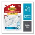 Medium Bath Hooks Value Pack Plastic White 3 Lb Capacity 6 Hooks And 6 Strips | Bundle of 2 Each