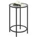 Topeakmart Round Glass Top Bedside Table End Table Accent Table with Metal Frame Black