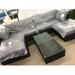 Island Gale Outdoor Sectional Wicker Sofa Couch Charcoal Grey Corner Sofa Table 5 PCS Patio Furniture with Fade Resistant Fabric Cushions.