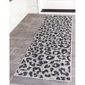 Unique Loom Leopard Indoor/Outdoor Safari Rug Light Gray/Gray 2 x 6 1 Runner Animal Print Contemporary Perfect For Patio Deck Garage Entryway