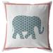 HomeRoots 412428 20 in. Elephant Indoor & Outdoor Throw Pillow Blue Pink & White