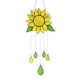 TureClos Wind Bell Alloy Sunflower Wind Chime Epoxy Hanging Craft Decoration Windbell for Home Garden