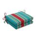 Set of 2 Red and Blue Striped Outdoor Patio Squared Seat Cushion 18.5