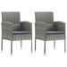 Anself 2 Piece Garden Chairs with Cushion Set Gray Poly Rattan Patio Armchairs Outdoor Dining Chair for Backyard Lawn Balcony Outdoor Furniture 20.5 x 22 x 34.6 Inches (W x D x H)