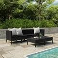 Andoer 6 Piece Garden Set with Cushions Poly Rattan Black