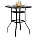 Aretha Metal Patio Round Edge Glass Bar Table For Outdoor Use