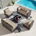 Kullavik 7 Pieces Outdoor Patio Furniture Patio Conversation Set Tempered Glass Table Cushion Sand