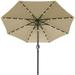 Kumji Outdoor Patio Umbrella 10ft Patio Umbrella with 10 Ribs Tilt Adjustment and Crank Lift System Solar LED Lighted Patio Umbrella for Inground Pool Balcony Backyard khaki