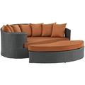 Modern Contemporary Urban Design Outdoor Patio Balcony Daybed Sofa Orange Rattan