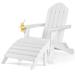 Costway HDPE Patio Folding Adirondack Chair Ottoman Set Footrest All-Weather White