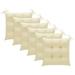 Veryke Set of 6 16 Outdoor/Indoor Square Tufted Chair Pad Seat Cushions in Cream White