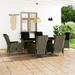 7 Piece Patio Dining Set with Cushions Poly Rattan Brown