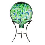 Evergreen 10 Art Glass Turquoise Confetti Gazing Ball with Stand Garden and Yard Decor