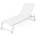 Noble House Myers Outdoor White Mesh Chaise Lounge with White Aluminum Frame