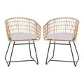 Flash Furniture Devon Wicker Patio Club Chairs Natural/Light Gray Set of 2
