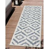 Well Woven Indoor/Outdoor Runner Rug 2 3 x 7 3 Keiko Blue Moroccan Tribal