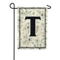 America Forever Spring Monogram Garden Flag Letter T 12.5 x 18 inches Double Sided Vertical Outdoor Yard Lawn Beautiful Flowers Floral Design Welcome Spring Seasonal Art