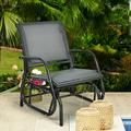 Costway Outdoor Single Swing Glider Rocking Chair Armrest Garden Porch Backyard Grey