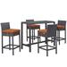 Modern Contemporary Urban Design Outdoor Patio Balcony Five PCS Pub Bar Chairs and Table Set Orange Rattan