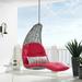 Modway Landscape Hanging Chaise Lounge Outdoor Patio Swing Chair in Light Gray Red