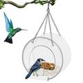 SANWOOD Bird Feeder Removable Round Hanging Window Wild Bird Feeder with Suction Cups Chains Drain Holes for Garden Yard Outside Decoration Round