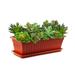 NOGIS Window Box Planters 17 Inches Plastic Rectangular Window Planters Flower Box Planter Plant Containers with Tray for Balcony Windowsill Garden (Brick red)