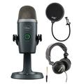 Blue Yeti Nano USB Microphone (Shadow Gray) with Headphones and Pop Filter Bundle