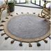 Avgari Creation Round Gray Farm House Area Living Room Indoor Outdoor Rugs Carpet-4 Feet Round with Tassels