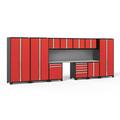 NewAge Products Pro Series Red 12 Piece Cabinet Set Heavy Duty 18-Gauge Steel Garage Storage System Slatwall Included