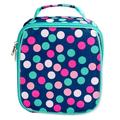 Teal Navy Party Polka Dot Water Resistant Zipper Closure Insulated Soft Cooler Lunch Bag