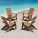 WINSOON All Weather HIPS Adirondack Chair with Cup Holder Outdoor Patio Chair set of 4 Teak Finish