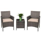 Sam 3 Piece Rattan Made Outdoor Furniture Set â€“ 2 Relaxing Chairs With a Beautiful Cafe Table - Beige