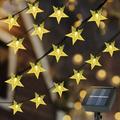 Solar Star String Lights 23Ft 50 LEDs Star Fairy Lights with 8 Lighting Modes Party Lights Wedding Party Outdoor Porch Lights Twinkle Lights Waterproof Garden Lights Warm White 2 Pack