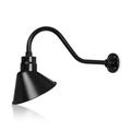 10in Satin Black Outdoor Angle Shade Gooseneck Sign Light Fixture with 22in Long Extension Arm - Wall Sconce Farmhouse Vintage Antique Style - UL Listed - 9W 900lm A19 LED Bulb (5000K Cool White)